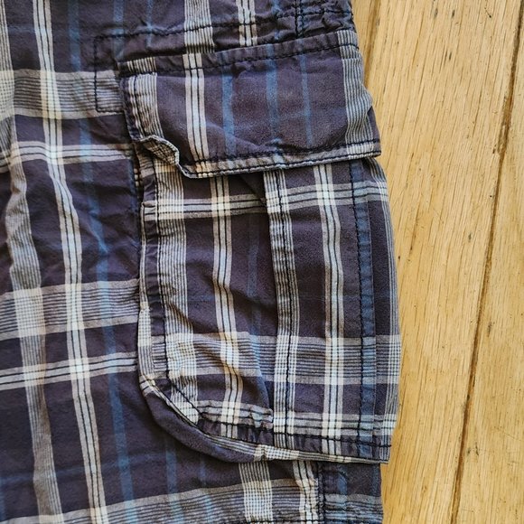 Calvin Klein Jeans Blue/Cream Plaid Flat Front Shorts Size 34 - Picture 6 of 11